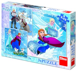 PUZZLE WD Frozen: Zimní radovánky 3x55 dílků