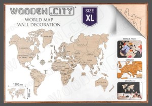 Dřevěná mapa světa XL 120x80cm NOVINKA