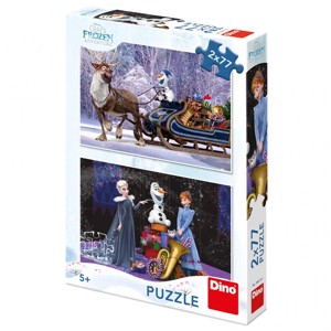 PUZZLE WD Frozen: Vánoce 2x77 dílků