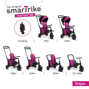 Tříkolka Smart Trike 7 v 1 Smartfold 500 růžová