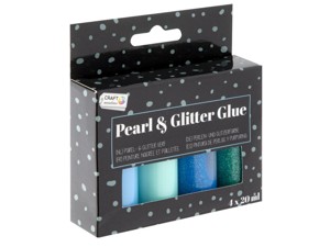 Glitrové a perleťové lepidlo, 4 ks x 20 ml - odstí
