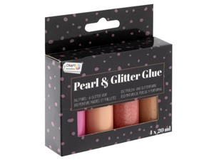 Glitrové a perleťové lepidlo, 4 ks x 20 ml - odstí