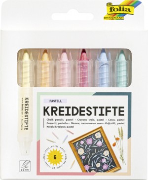 Křídy v tužce, 6 ks- pastelové