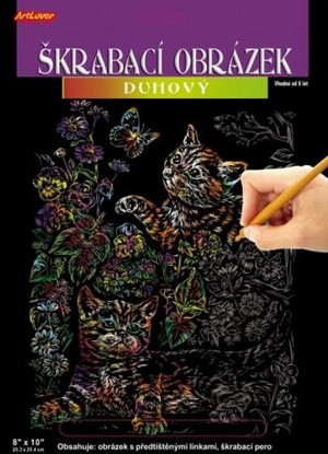 Škrabací obrázek - duhový - Kočky