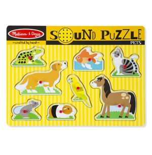 MELISSA & DOUG - DŘEVĚNÉ PUZZLE SE ZVUKY - DOMÁCÍ 